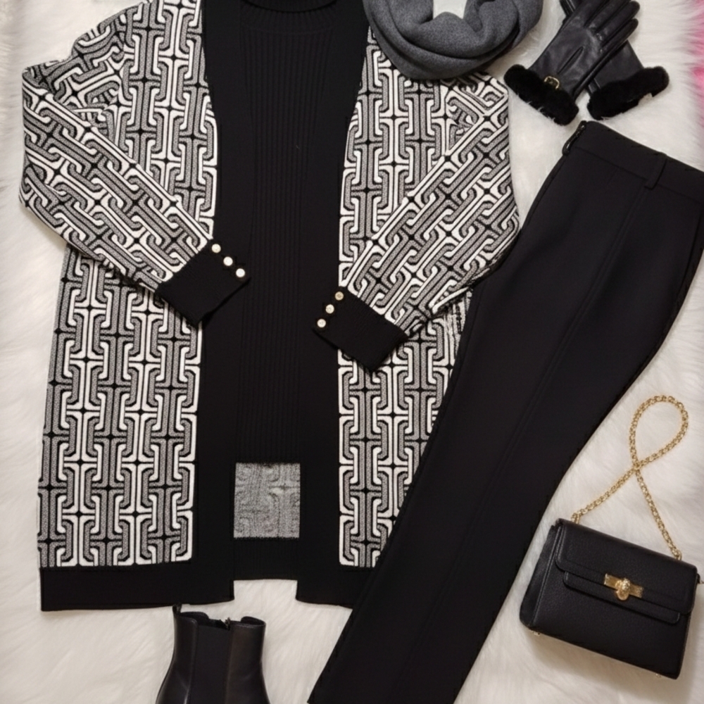 Anne Klein Black and White Patterned Blazer